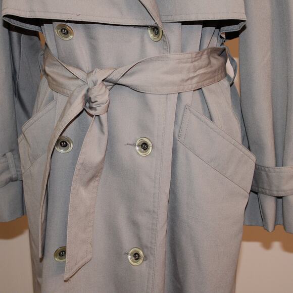 VTG BREM Rainwear Ladies Trench Coat, Double Button, Belted Long sz 12 Petite - Picture 5 of 10
